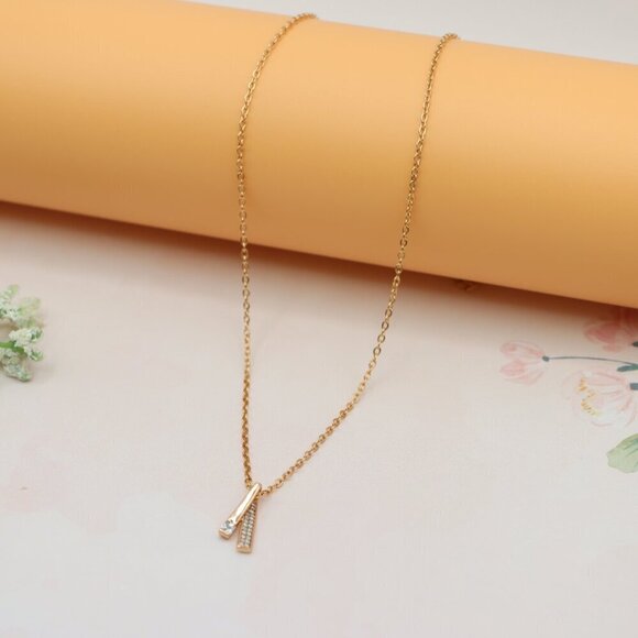 "Elegant Rose Gold Plated Necklace w/ CZ Pendant,  XPNL0159 - Picture 8 of 13
